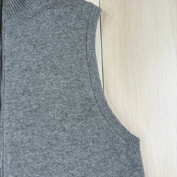 Vince Mens Gray Stand Up Wool Cashmere Sleeveless Full Zip Thick Vest Size XL - Picture 4 of 12